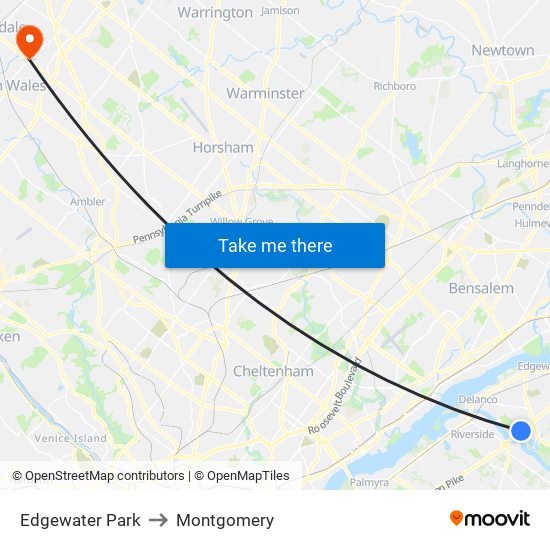 Edgewater Park to Montgomery map