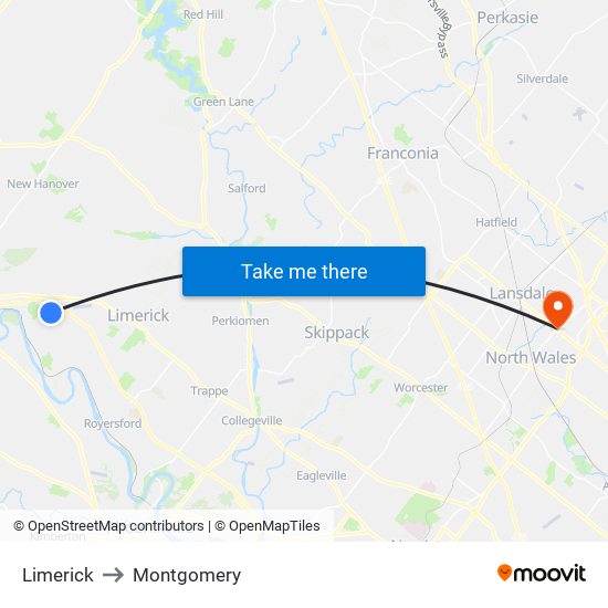 Limerick to Montgomery map