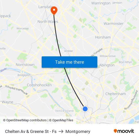 Chelten Av & Greene St - Fs to Montgomery map