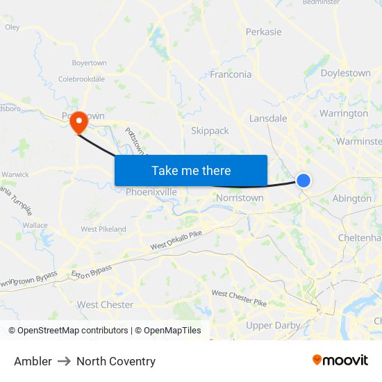Ambler to North Coventry map