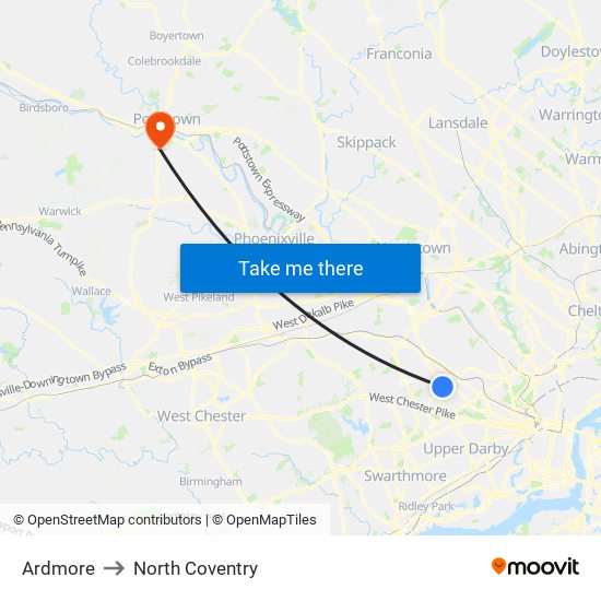 Ardmore to North Coventry map