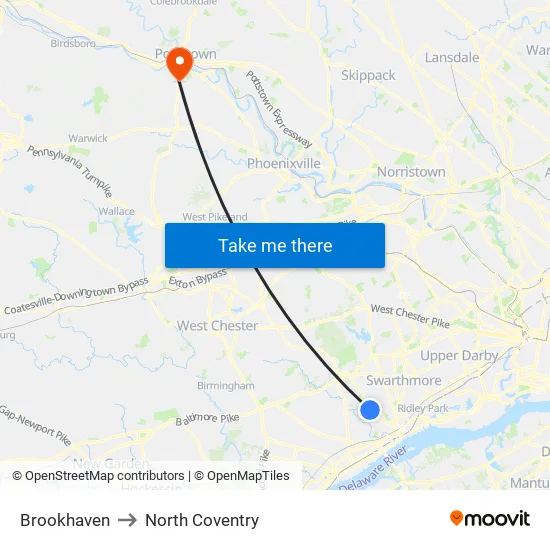 Brookhaven to North Coventry map