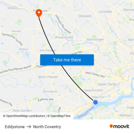 Eddystone to North Coventry map