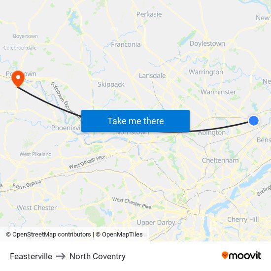 Feasterville to North Coventry map