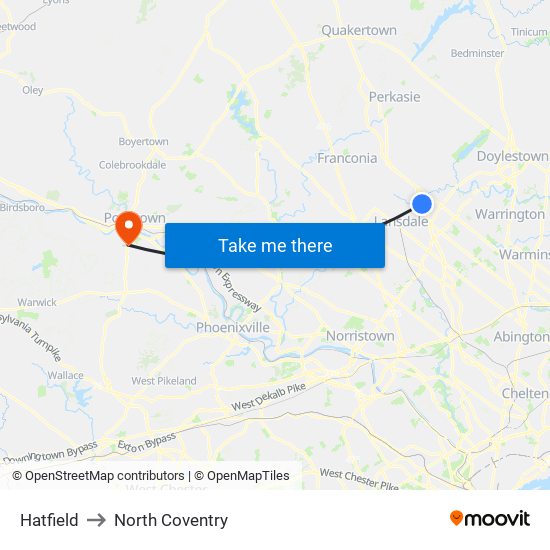 Hatfield to North Coventry map