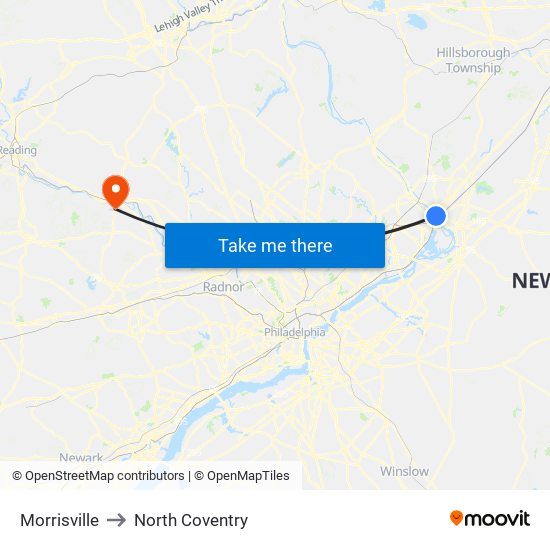 Morrisville to North Coventry map