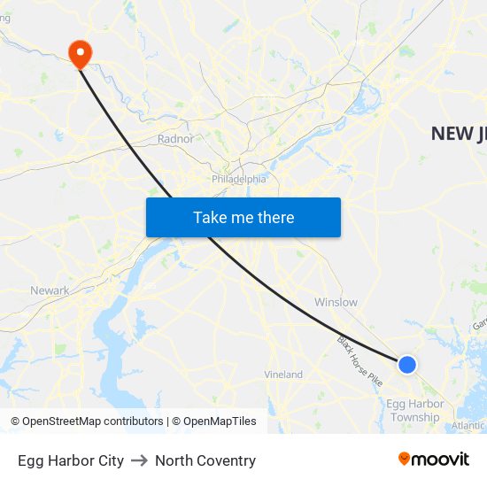 Egg Harbor City to North Coventry map