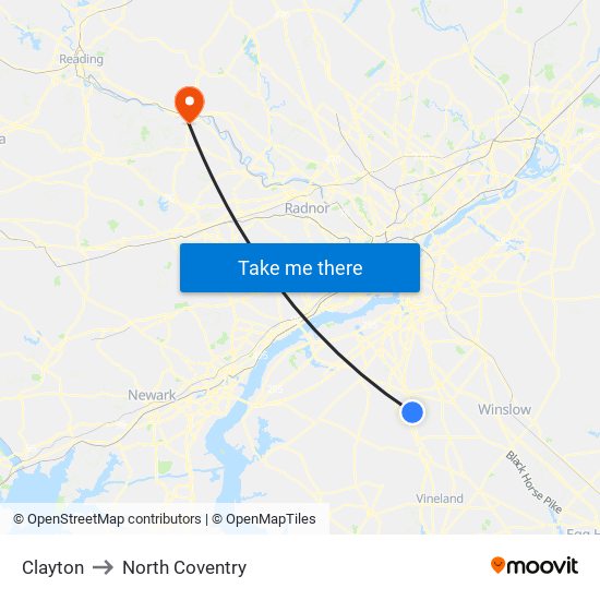 Clayton to North Coventry map