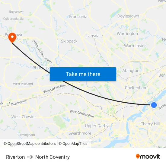 Riverton to North Coventry map