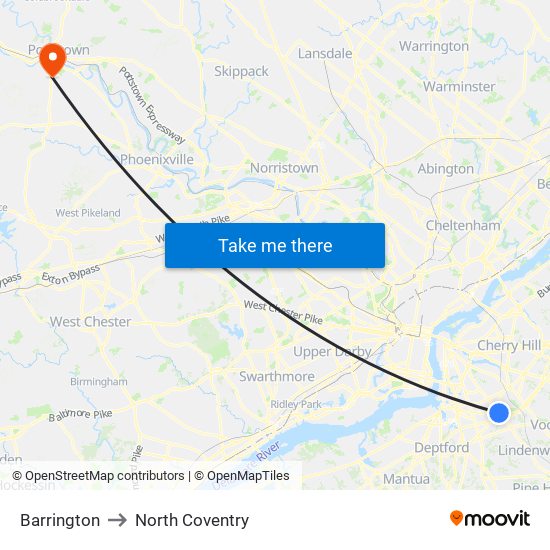 Barrington to North Coventry map