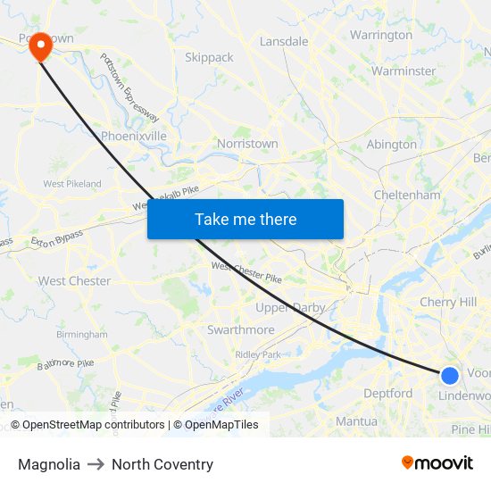 Magnolia to North Coventry map