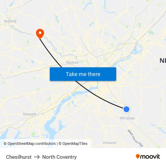 Chesilhurst to North Coventry map