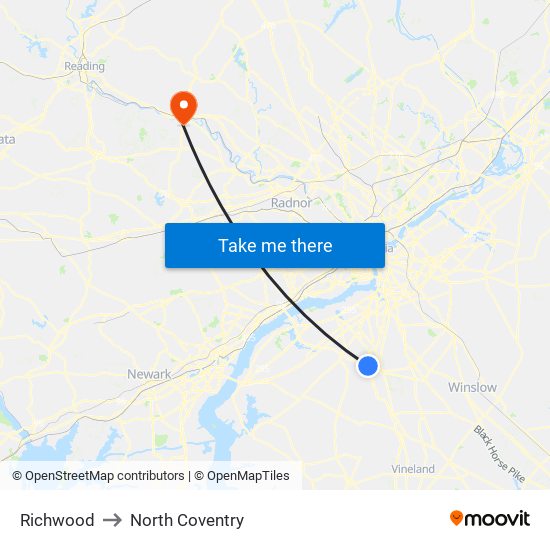 Richwood to North Coventry map