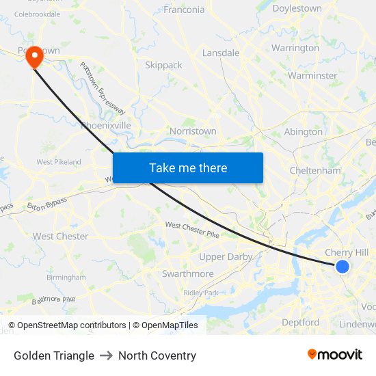 Golden Triangle to North Coventry map