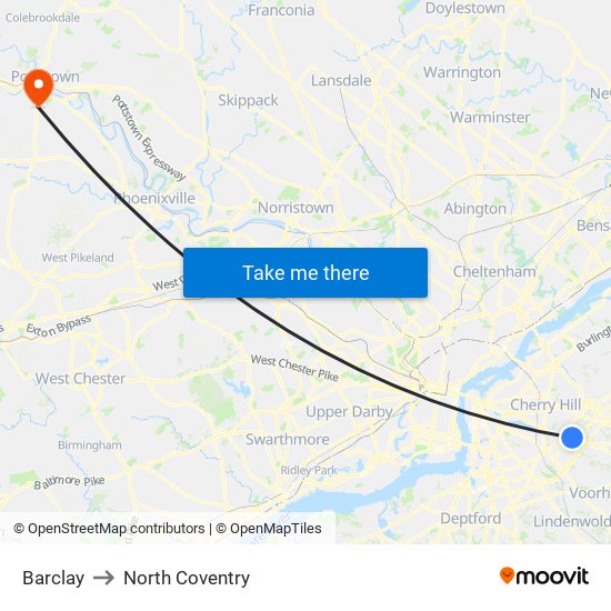 Barclay to North Coventry map
