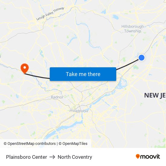 Plainsboro Center to North Coventry map