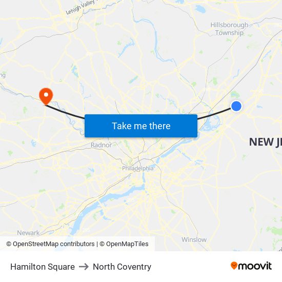 Hamilton Square to North Coventry map