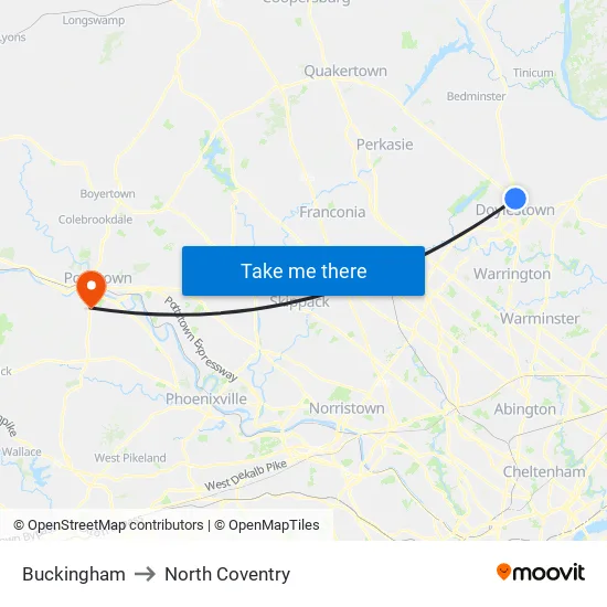 Buckingham to North Coventry map