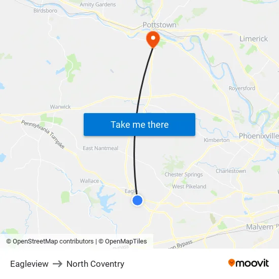 Eagleview to North Coventry map