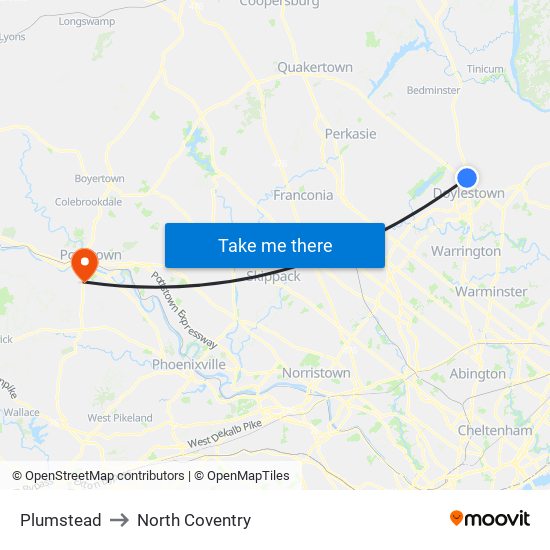 Plumstead to North Coventry map