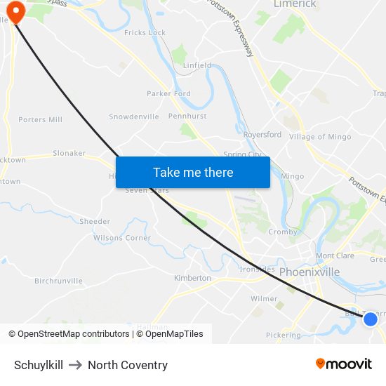 Schuylkill to North Coventry map