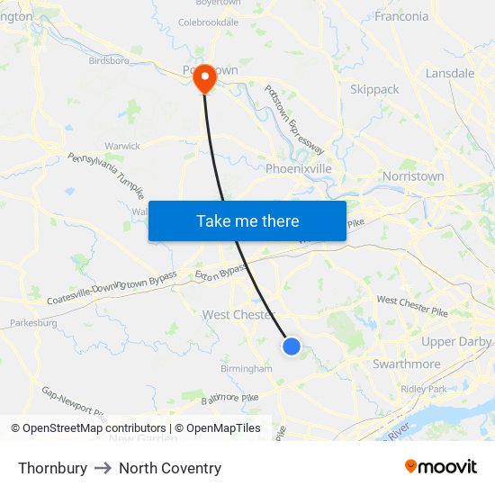 Thornbury to North Coventry map