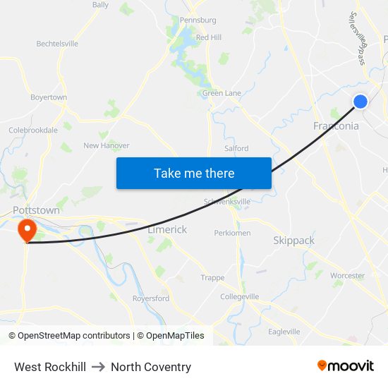 West Rockhill to North Coventry map