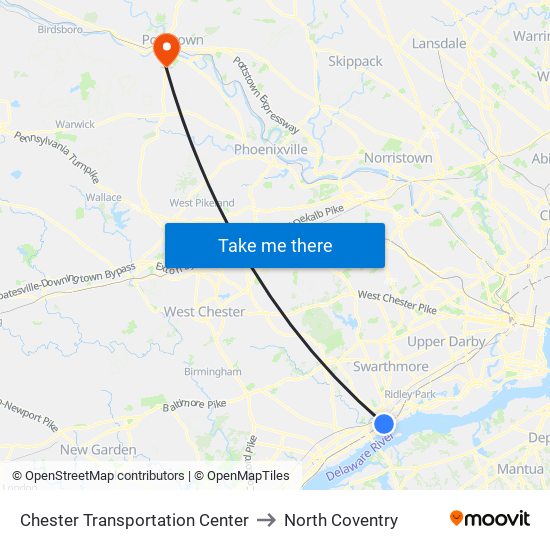 Chester Transportation Center to North Coventry map