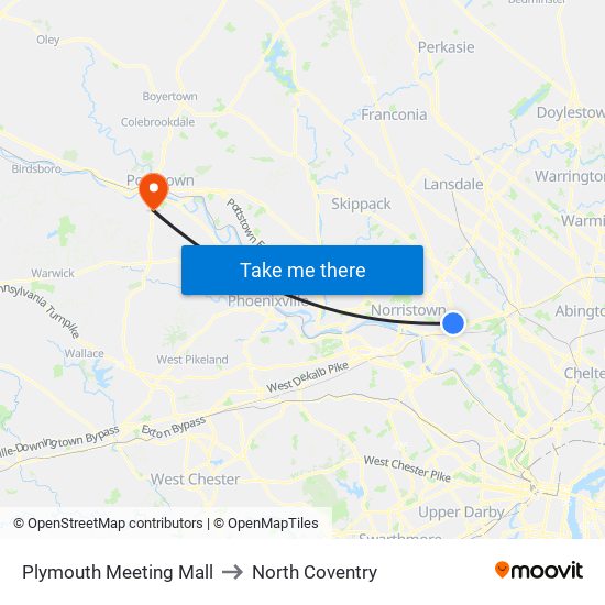 Plymouth Meeting Mall to North Coventry map