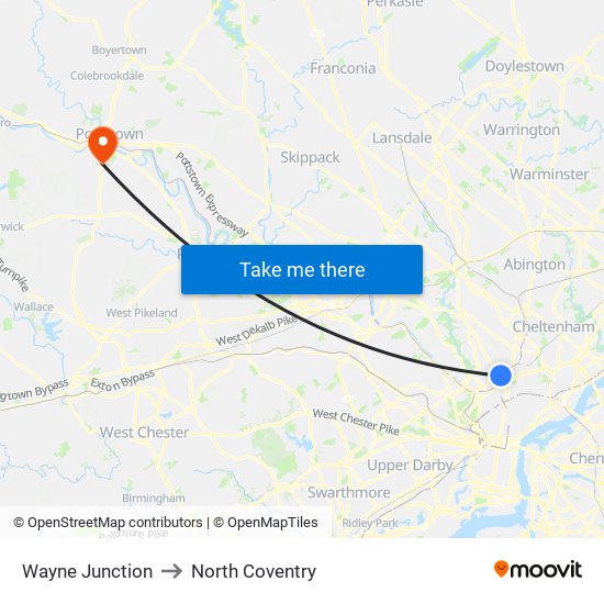 Wayne Junction to North Coventry map