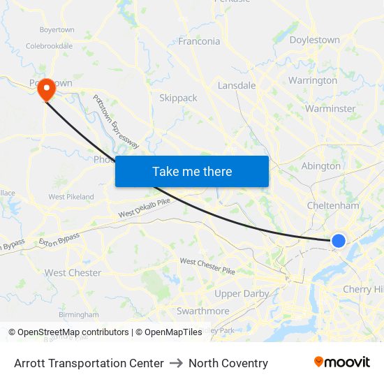 Arrott Transportation Center to North Coventry map