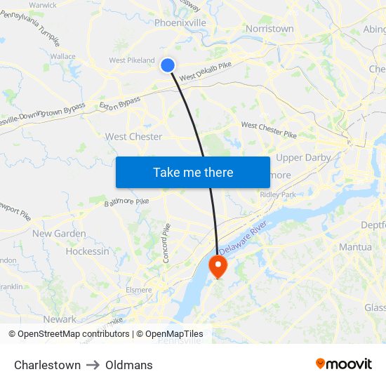 Charlestown to Oldmans map