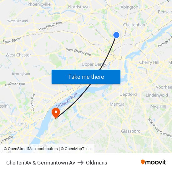 Chelten Av & Germantown Av to Oldmans map