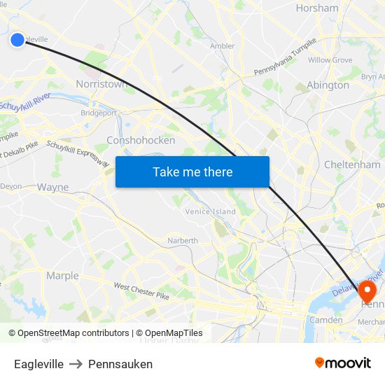 Eagleville to Pennsauken map
