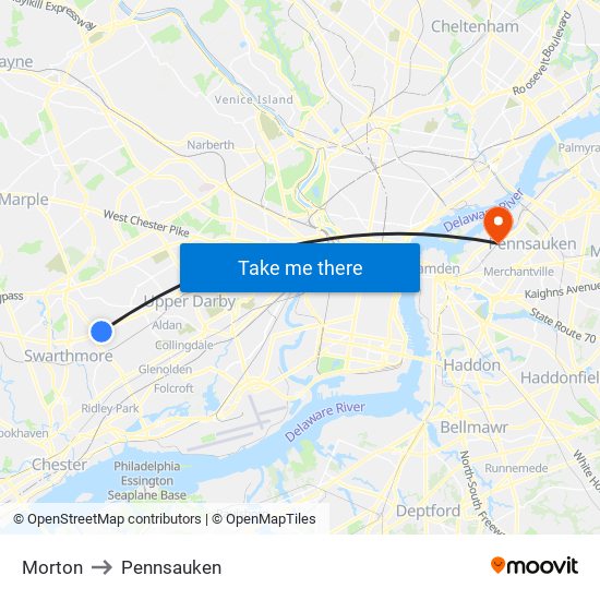 Morton to Pennsauken map
