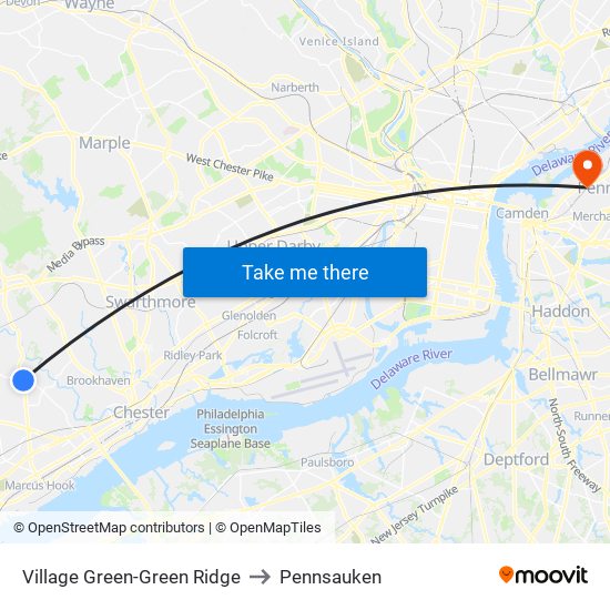 Village Green-Green Ridge to Pennsauken map