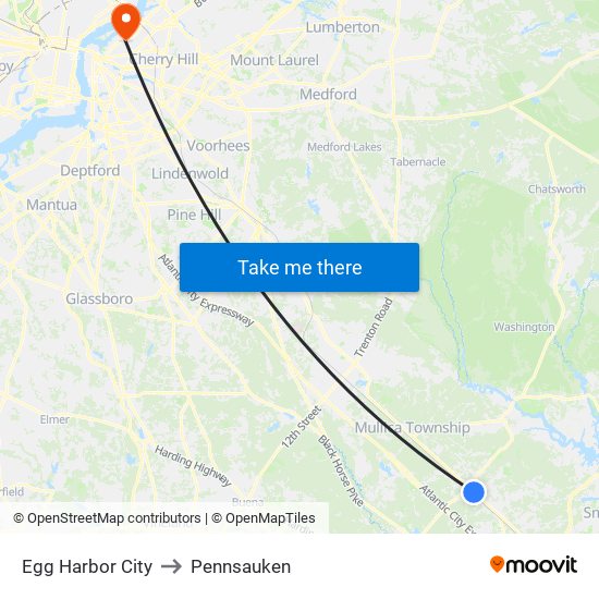 Egg Harbor City to Pennsauken map