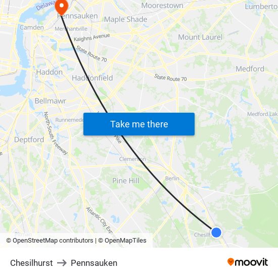 Chesilhurst to Pennsauken map