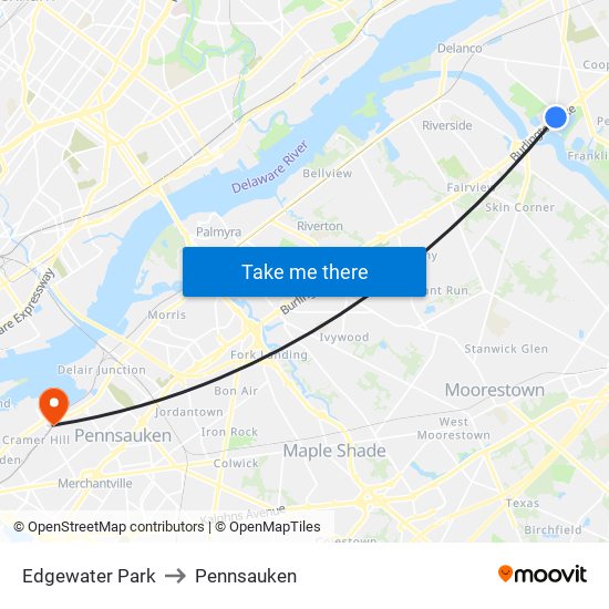 Edgewater Park to Pennsauken map