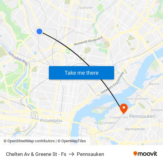 Chelten Av & Greene St - Fs to Pennsauken map