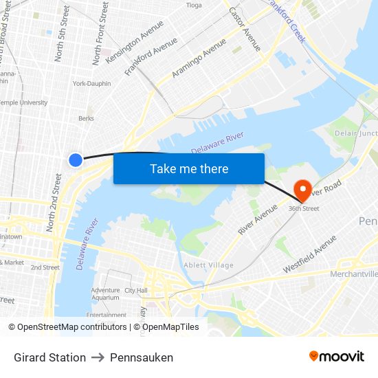 Girard Station to Pennsauken map