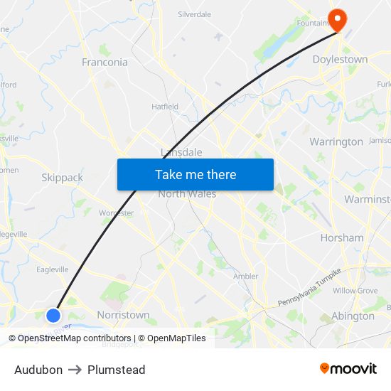 Audubon to Plumstead map