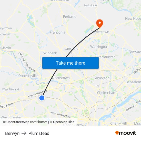 Berwyn to Plumstead map