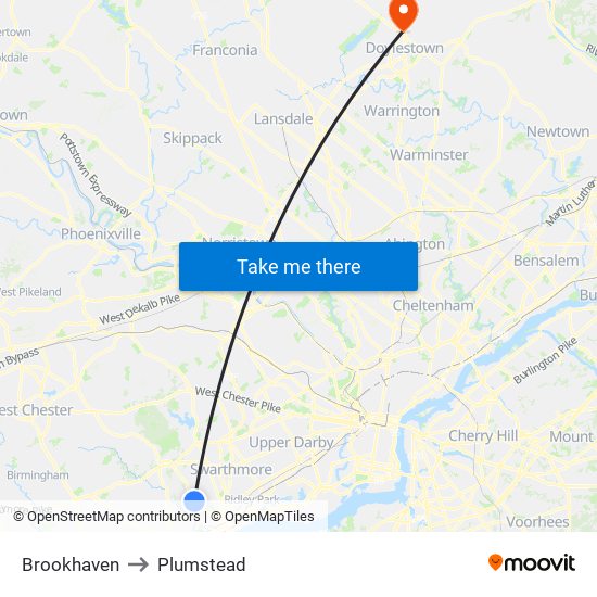 Brookhaven to Plumstead map