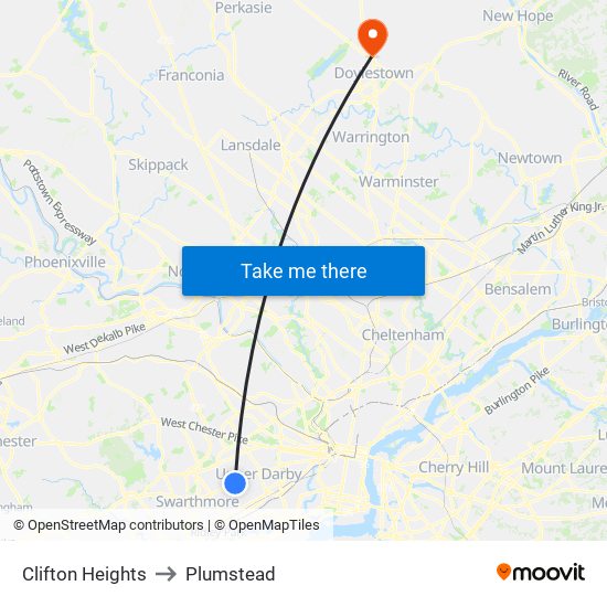 Clifton Heights to Plumstead map