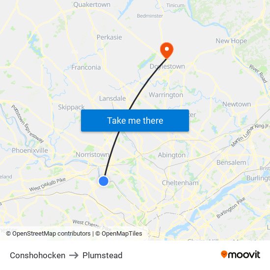 Conshohocken to Plumstead map