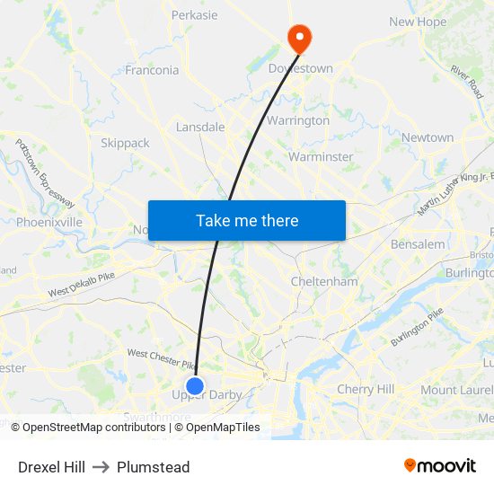 Drexel Hill to Plumstead map