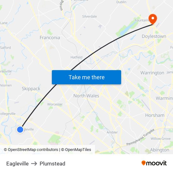 Eagleville to Plumstead map