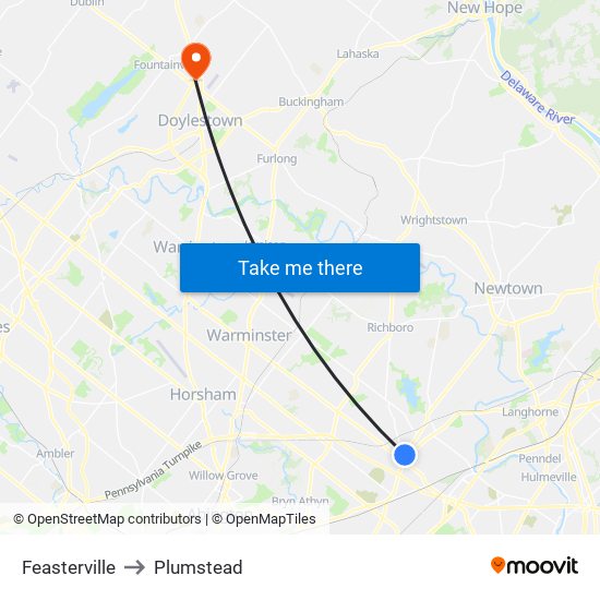 Feasterville to Plumstead map