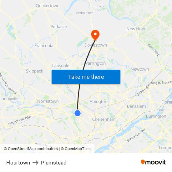 Flourtown to Plumstead map